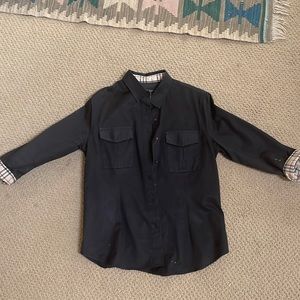 Burberry black cotton w paid trim size xl fitted